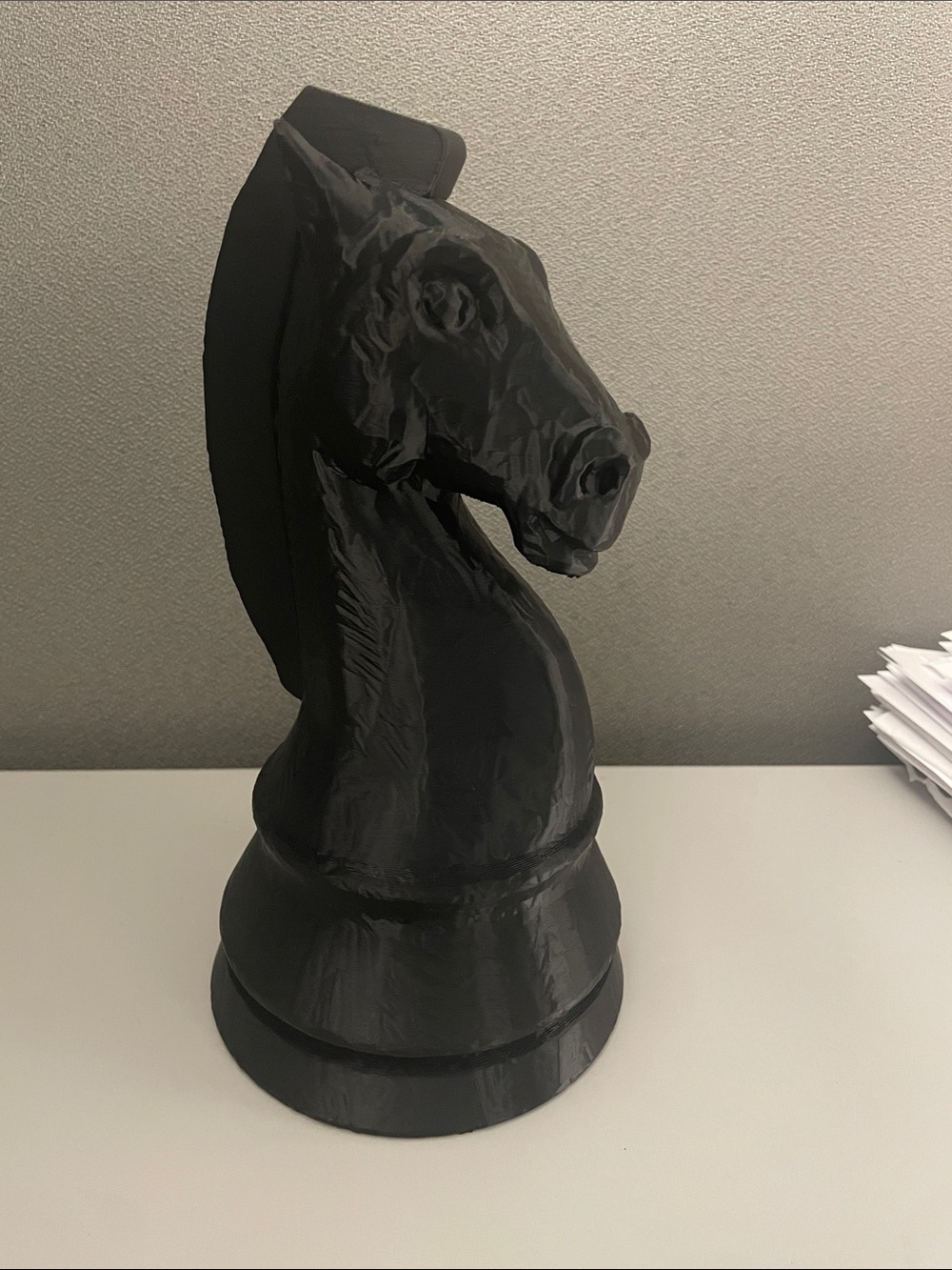 Black Horse Head Chess Knight Sculpture - Home Art Accent 6”